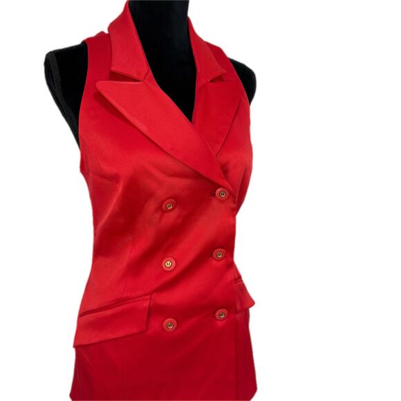 Y2K Corpcore Red Sleeveless Vest Skirt Suit - Women's Size 4 - Picture 3 of 11